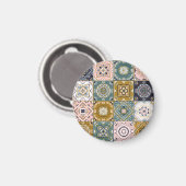 Aimant Talavera Indian : Patchwork, Ethnic Mosaic. (Recto/Verso)