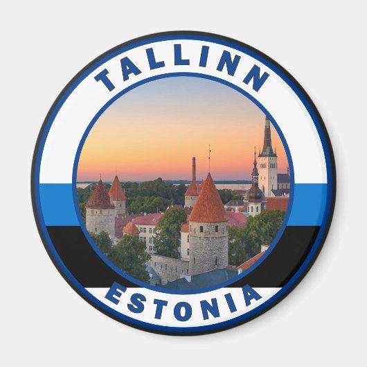 Aimant Tallinn Estonie Retro Travel Art Circle Vintage (Devant)
