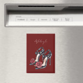 Aimant Talons Hauts Floraux Noir Blanc (In Situ (Lave-vaisselle))