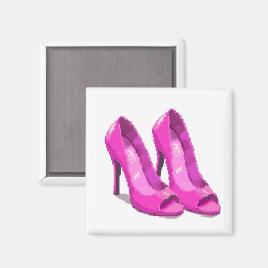 Aimant Talons Roses Style Pixel Art 64 Bits (Recto/Verso)