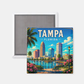 Aimant 🌴 Tampa Floride Front de Mer et Skyline (Recto/Verso)