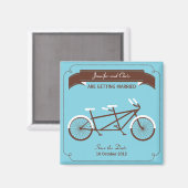 Aimant Tandem Bicycle Mariage moderne Bleu Enregistrer la (Recto/Verso)
