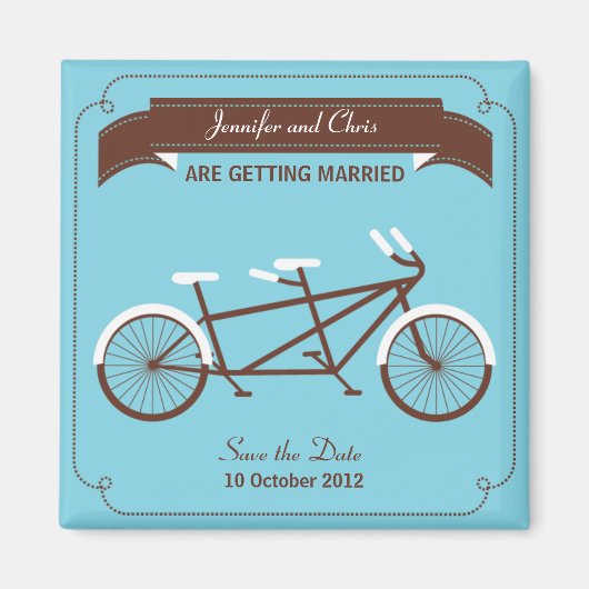 Aimant Tandem Bicycle Mariage moderne Bleu Enregistrer la (Devant)