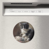 Aimant Tangup Dans Fun Black and White Kitten (In Situ (Lave-vaisselle))
