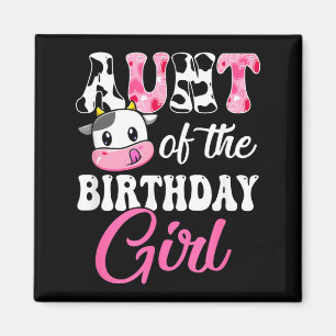 Aimant Tante de la fille d'anniversaire Vache de la ferme
