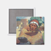 Aimant Taos Indian tenant un pot d'eau par Blumenschein (Recto/Verso)