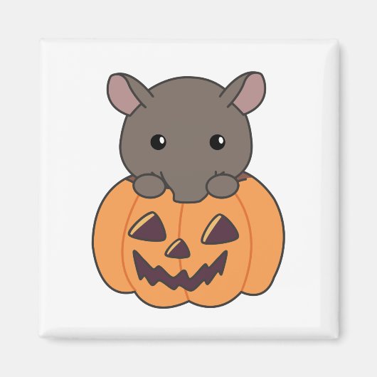Aimant Tapir En Citrouille Cute Tapire Happy Halloween (Devant)