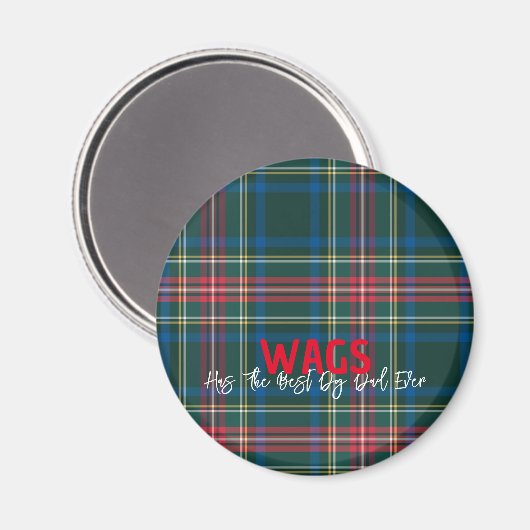 Aimant Tartan Plaid Nom de l'animal de compagnie Meilleur (Recto/Verso)