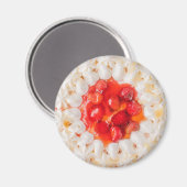 Aimant Tarte aux fraises dessert blanc rouge (Recto/Verso)