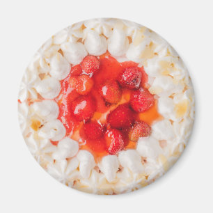 Aimant Tarte aux fraises dessert blanc rouge