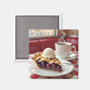 Aimant Tarte cerise, crème glacée vanille et café
