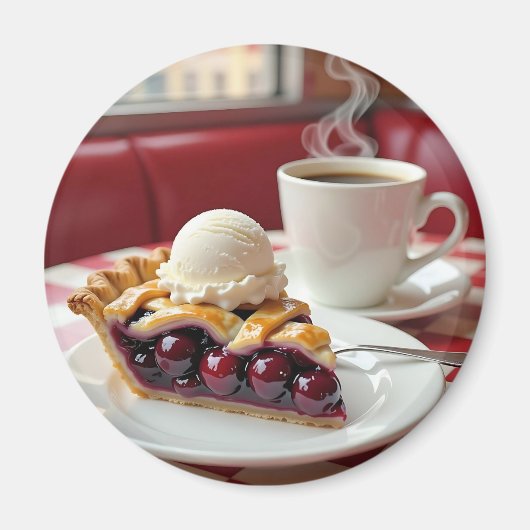 Aimant Tarte cerise, crème glacée vanille et café (Devant)