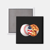 Aimant Tarte de baseball Drapeau américain Conception de (Recto/Verso)