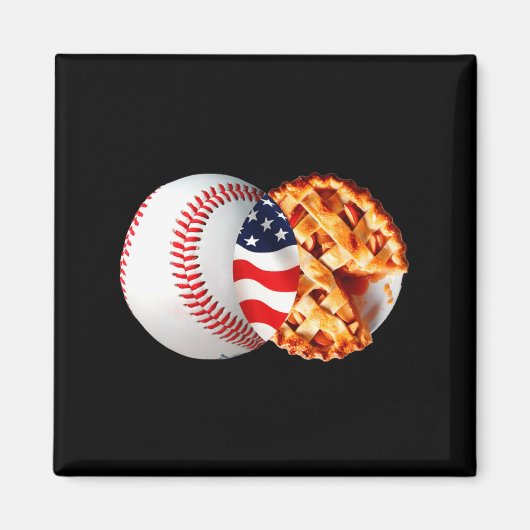 Aimant Tarte de baseball Drapeau américain Conception de (Devant)