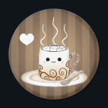 Aimant Tasse de cacao mignonne et kawaii<br><div class="desc">Une jolie tasse chaude de cacao avec des guimauves kawaii à l'intérieur. Avec des tourbillons bruns amusants dans la tasse,  parfait pour ajouter un décor. Sur un aimant circulaire.</div>