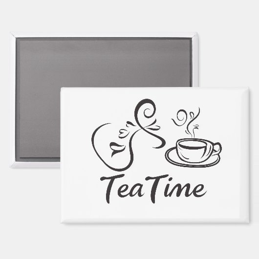 Aimant Tasse de slogan de l'heure du thé (Recto/Verso)
