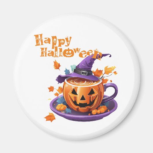 Aimant Tasse Happy Halloween Jack-O-Lantern Brew (Devant)