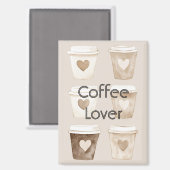 Aimant Tasses cœur café crème (Recto/Verso)