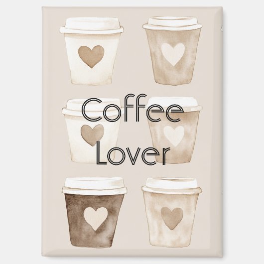 Aimant Tasses cœur café crème (Recto)
