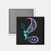 Aimant Tatouage papillon point-virgule vintage (Recto/Verso)