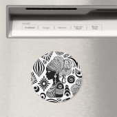 Aimant Tatouage Tribal Portrait de Fille Africaine (In Situ (Lave-vaisselle))