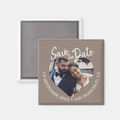 Aimant Taupe Gray Photo Modern Script Save the Date (Recto/Verso)