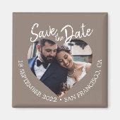 Aimant Taupe Gray Photo Modern Script Save the Date (Devant)