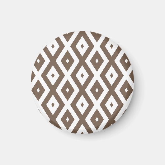 Aimant Taupe motif diamant brun et blanc (Devant)