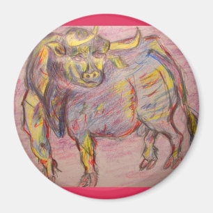 Aimant taureau coloré