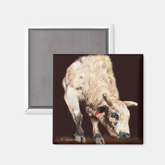 Aimant Taureau de rodéo blanc (Recto/Verso)