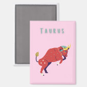 Aimant Taurus rose, zodiaque, impression signe du zodiaqu (Recto/Verso)