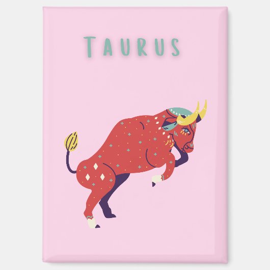 Aimant Taurus rose, zodiaque, impression signe du zodiaqu (Recto)