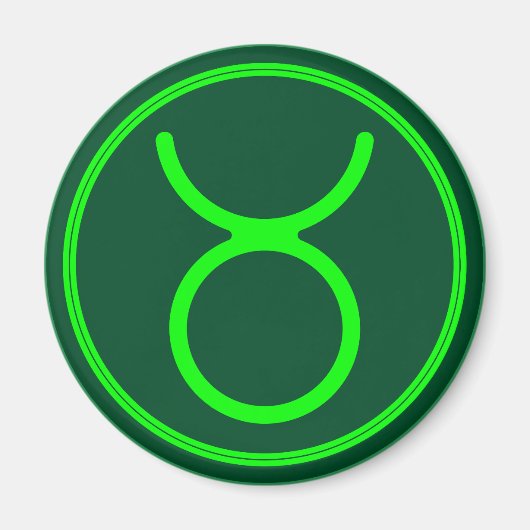Aimant Taurus Zodiac Symbol Green Contrast (Devant)