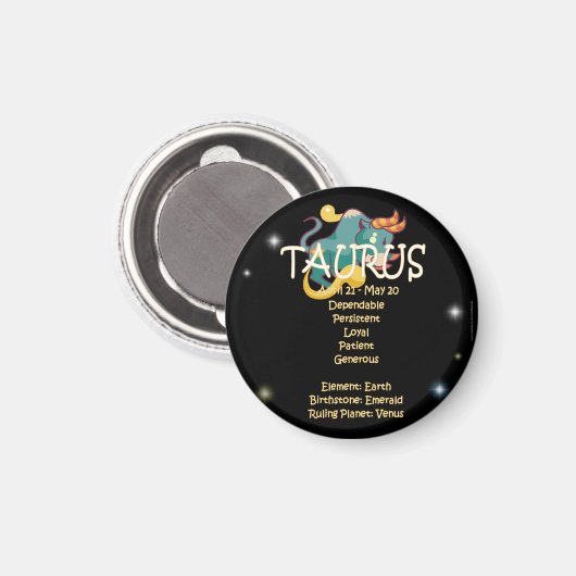 Aimant Taurus zodiaque (Recto/Verso)
