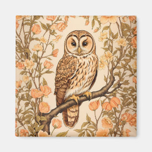 Aimant Tawny Owl Peach Blossoms William Morris Inspiré