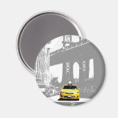 Aimant Taxi jaune Nyc Brooklyn Bridge New York (Recto/Verso)