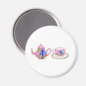 Aimant Taza de te floral azul y rosa (Recto/Verso)