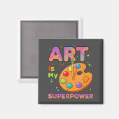 Aimant Teacher - Art Is My Superwer Art Teacher Drawing P (Recto/Verso)