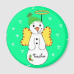 Aimant Teacher Snow Angel<br><div class="desc">A great holiday design appreciating a teacher. Snowman with angel wings and a halo,  simply says 'teacher'</div>