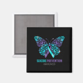 Aimant Teal And Purple Butterfly Suicide Prevention Aware (Recto/Verso)