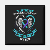 Aimant Teal And Purple Suicide Awareness Ribbon In Memory (Devant)