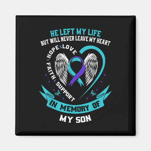 Aimant Teal And Purple Suicide Awareness Ribbon In Memory (Devant)