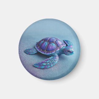Aimant Teal Blue Purple Turtle Colorful Sea Turtle