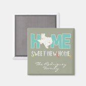 Aimant Teal Home, Douce Nouvelle Maison - Texas (Recto/Verso)