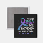 Aimant Teal Purple Ribbon For Suicide Prevention Awarenes (Recto/Verso)