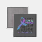Aimant Teal Purple Ribbon For Suicide Prevention Awarenes (Recto/Verso)