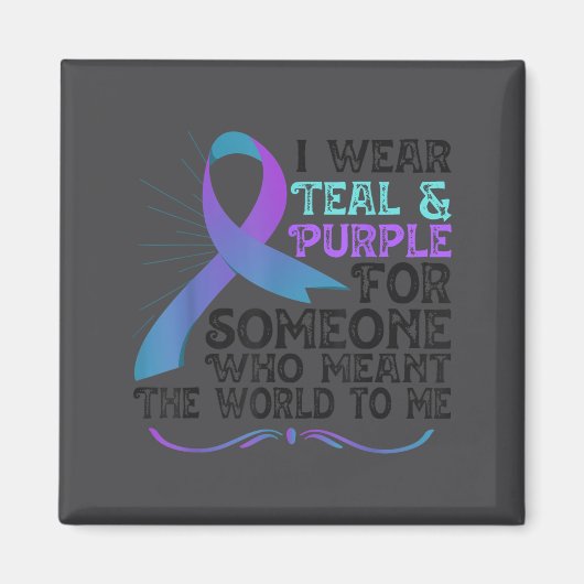 Aimant Teal Purple Ribbon For Suicide Prevention Awarenes (Devant)