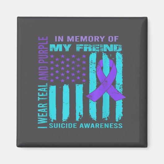 Aimant Teal Purple Ribbon Suicide Awareness Flag Freind B (Devant)