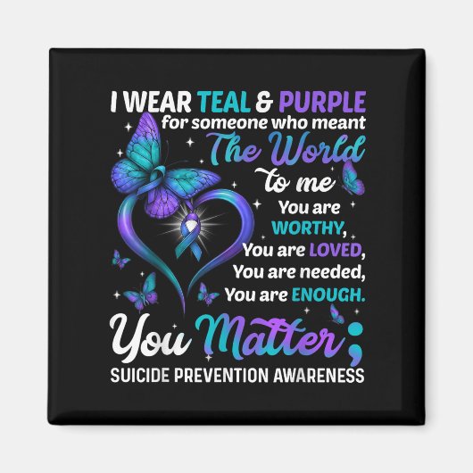 Aimant Teal Purple You Suicide Prevention Awareness Month (Devant)