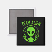 Aimant Team Alien – Funny Green Extraterrestrial Peace Si (Recto/Verso)